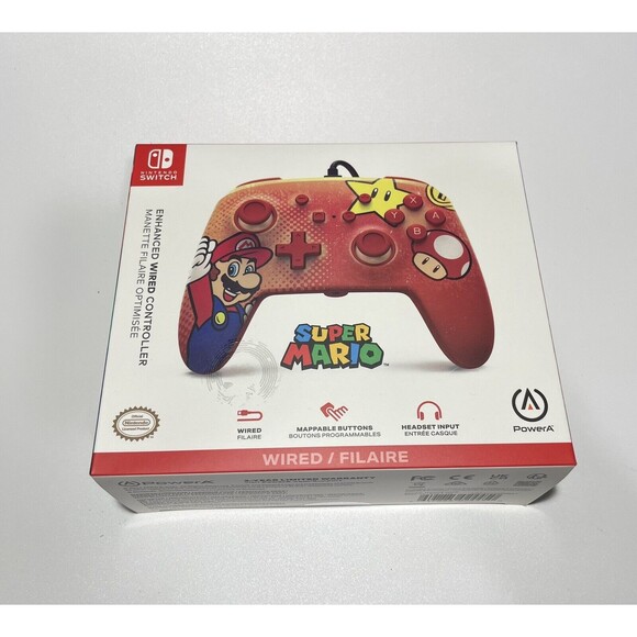 Nintendo Switch Power A Wired Controller Super Mario Red Toad Star Brand New - Picture 2 of 7